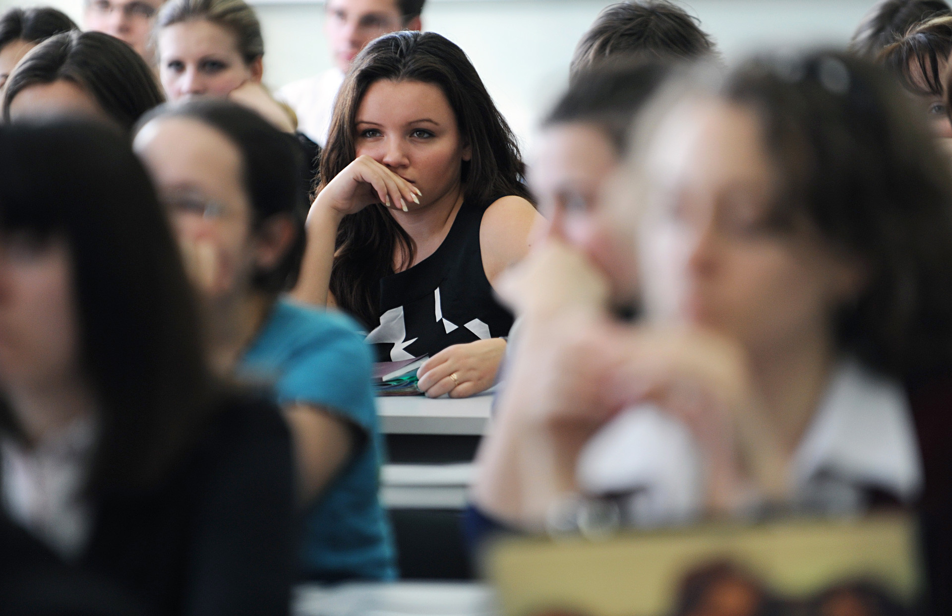 Students of the philosophy department of Mikhail Lomonosov Moscow State University. Not all of them are studying for free but some sure do.