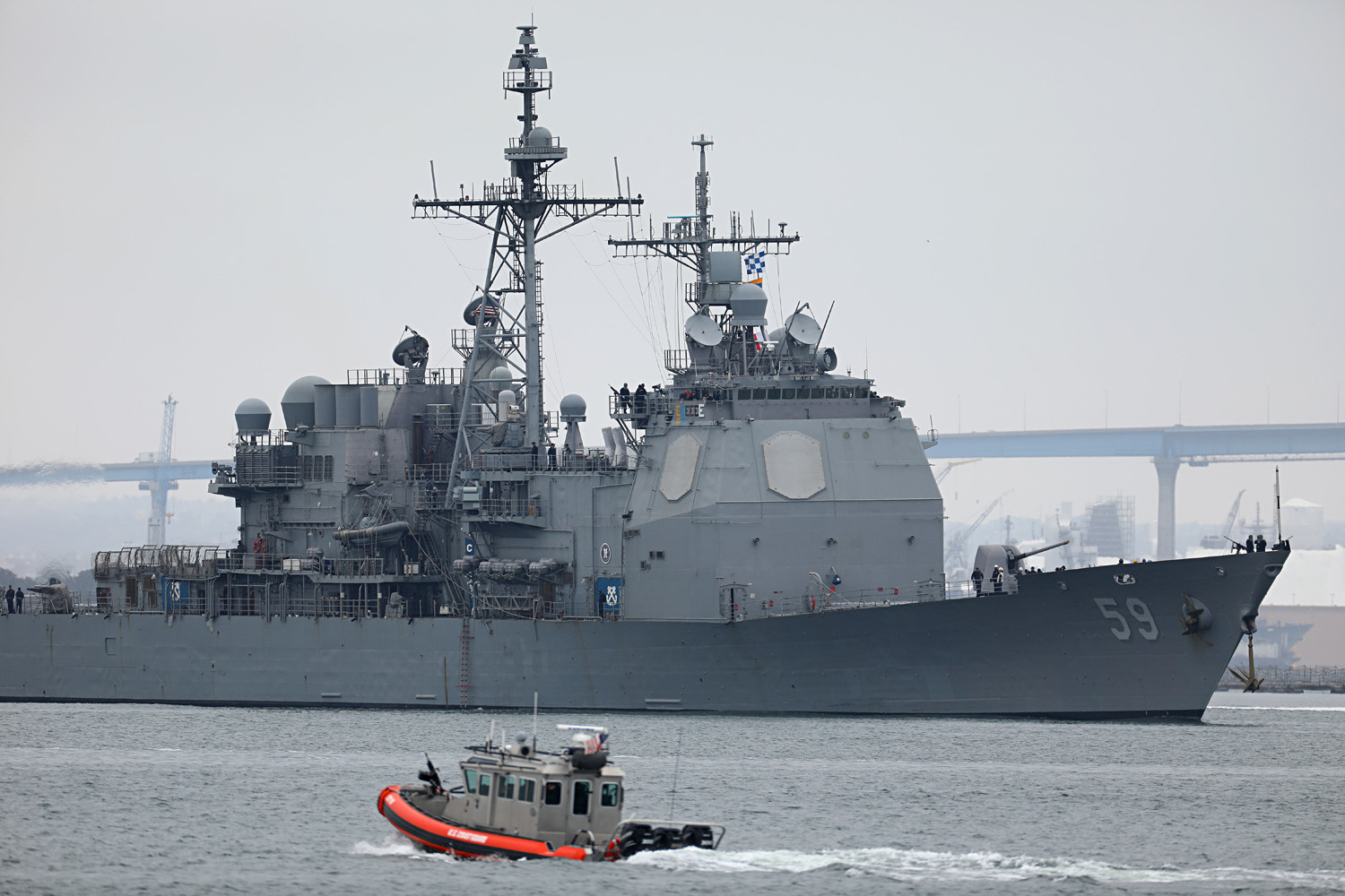SS Princeton, a Ticonderoga-class guided missile cruiser, departs with Carrier Strike Group 11 for a 6 month deployment in the Western Pacific from San Diego, California, U.S., June 5, 2017