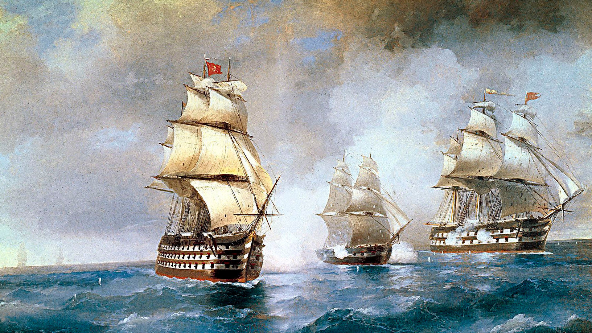 Antiche Navi Da Guerra A Tre Alberi