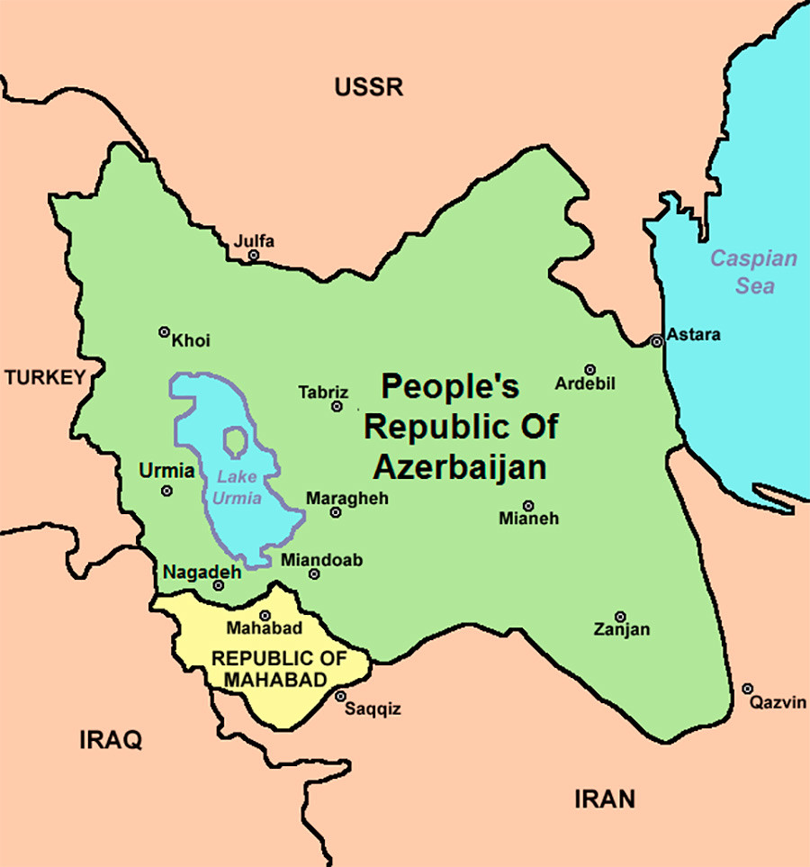 Demokratska Republika Azerbajdžan na karti.