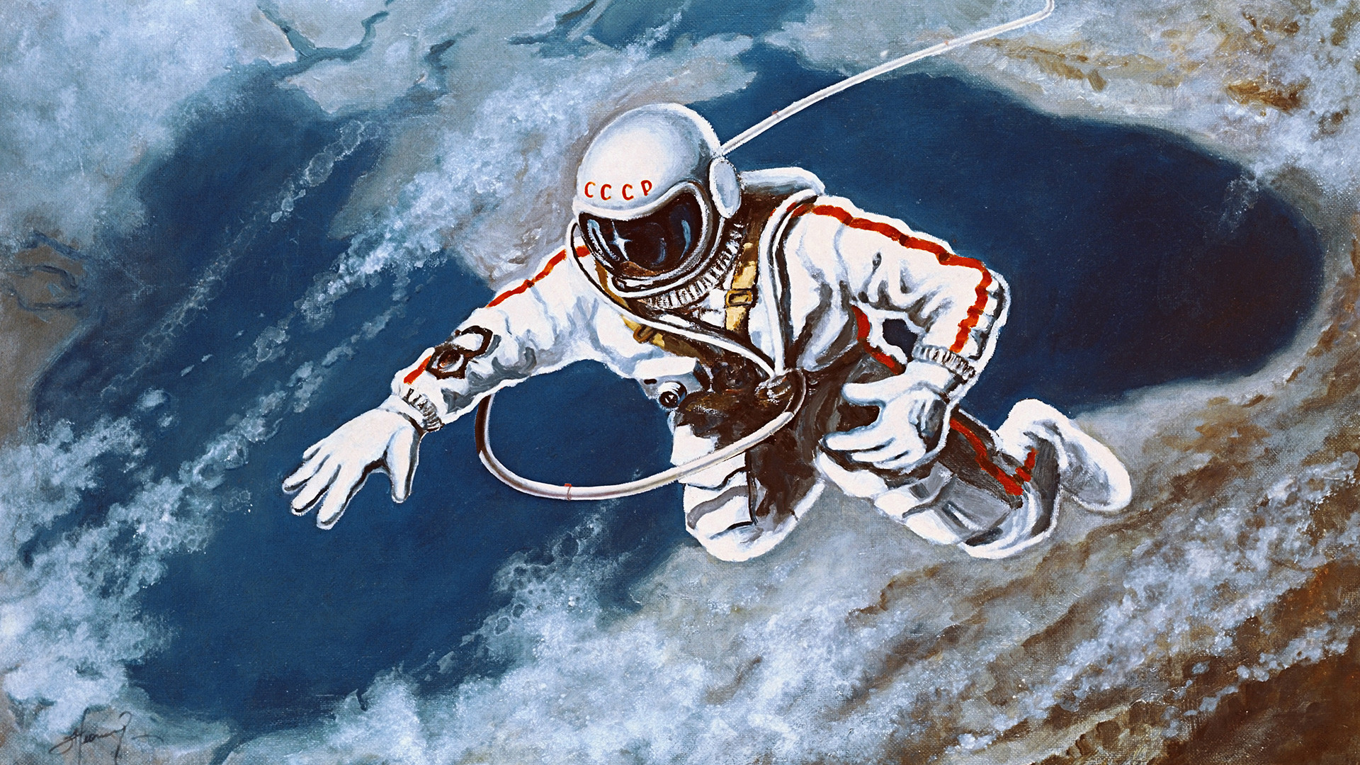 Первый выход в космос человека ссср. Картины Леонова Космонавта.