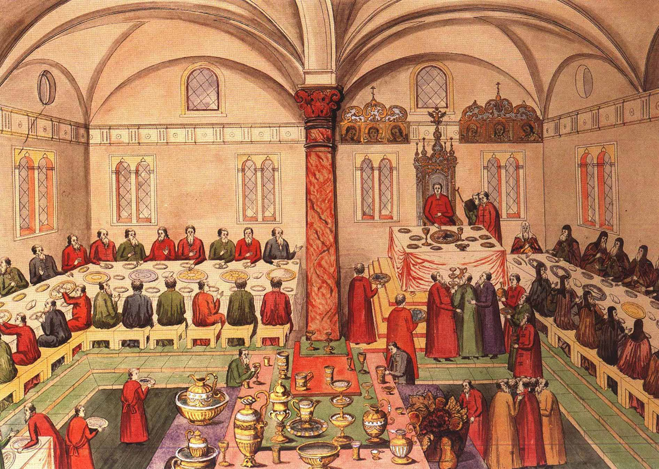 La fiesta del zar en el Palacio de las Facetas en el Kremiln de Moscú, 1673