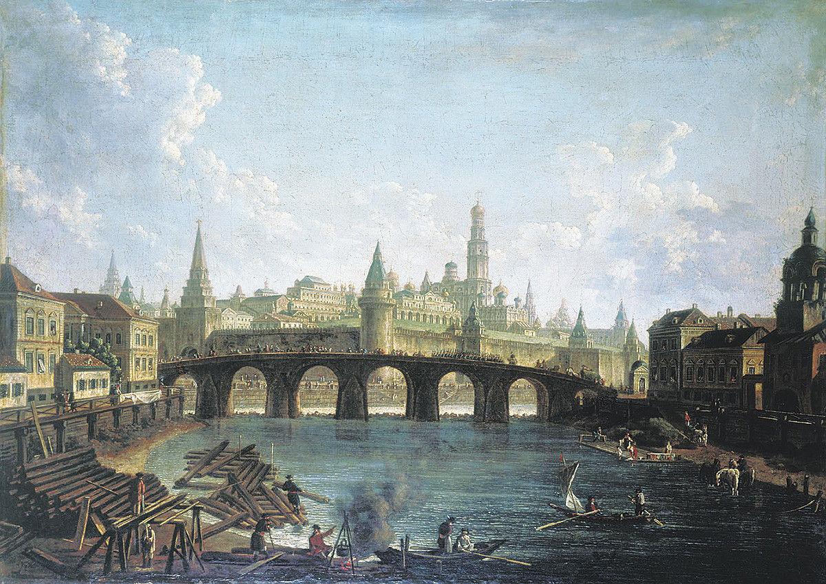 Федор Алексеев. Вид на Московский Кремль со стороны Каменного моста