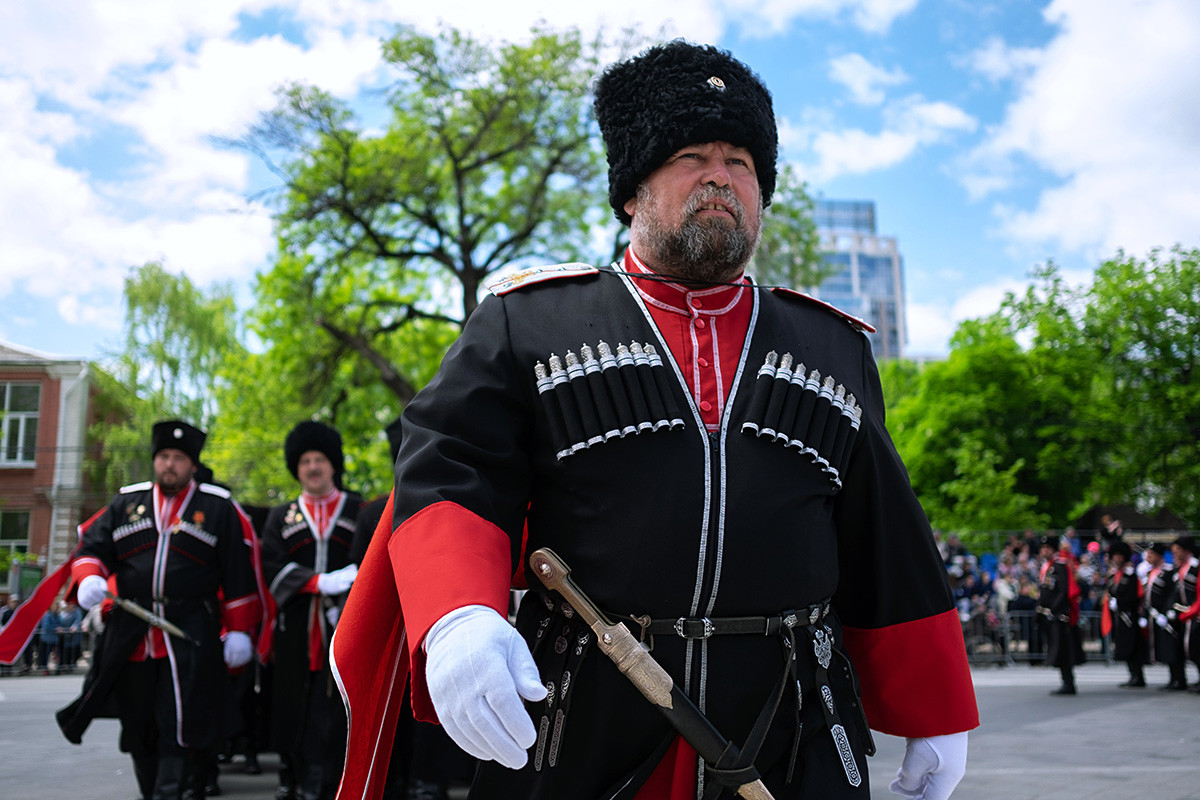 Participants in the Kuban Cossack Host parade in Krasnodar.