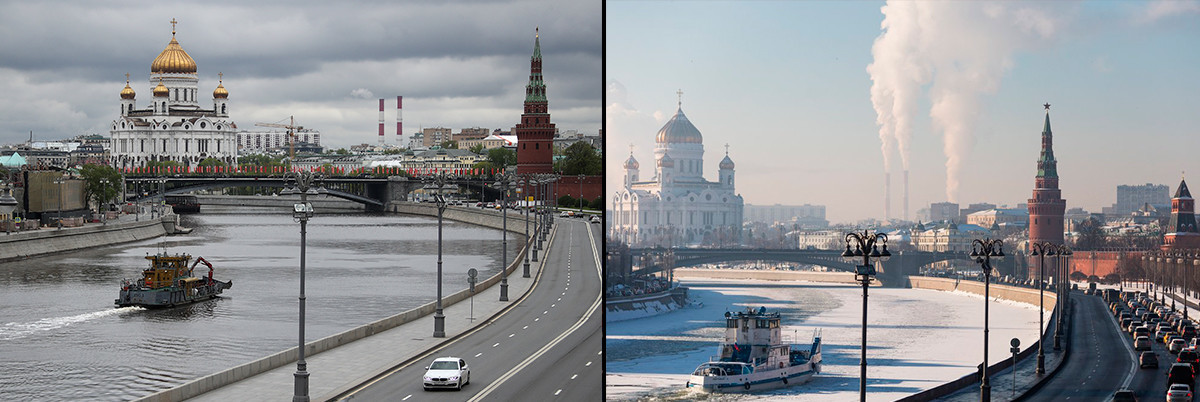 Vista do Kremlin na primavera e no inverno 