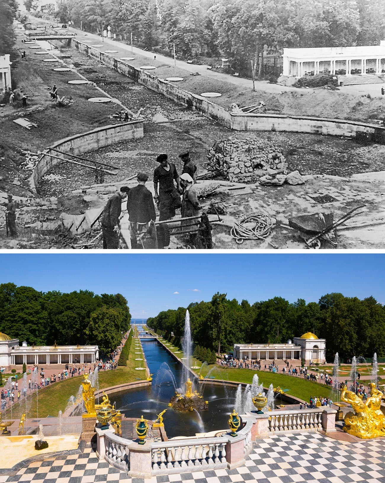 Grande Cascata em 1946 e agora