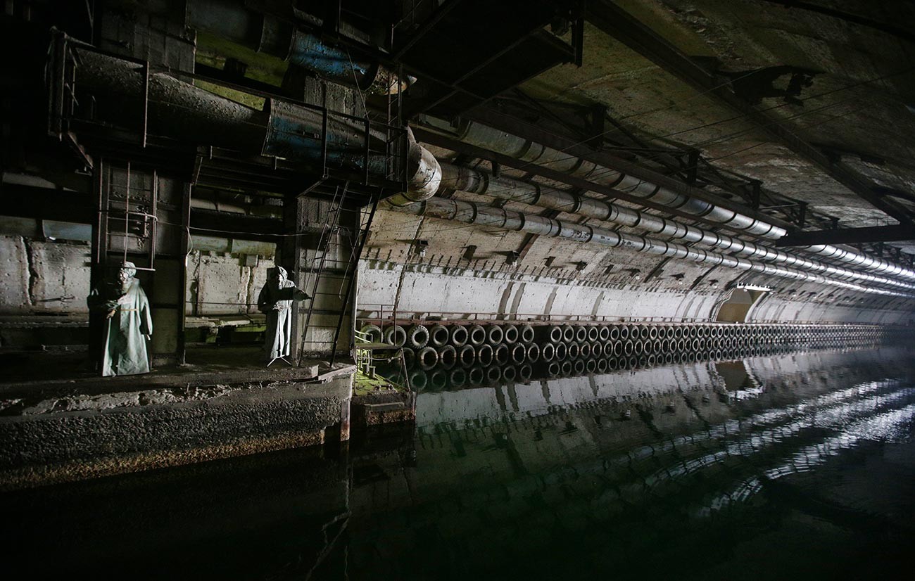 An underground canal on the territory of the Balaklava naval Museum complex, located in a former underground submarine base