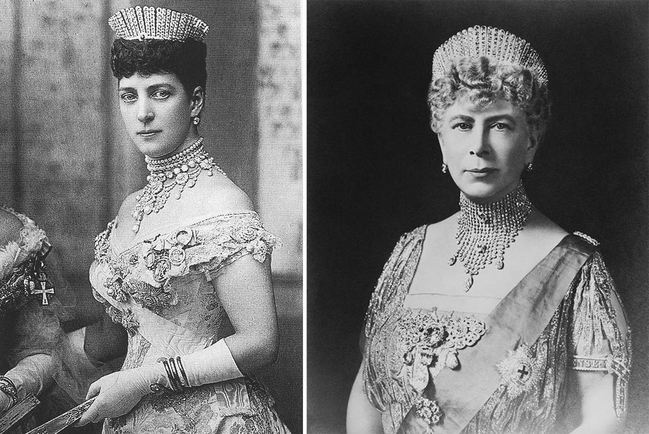 Queen Alexandra and Mary of Teck on Russian Kokoshnik.