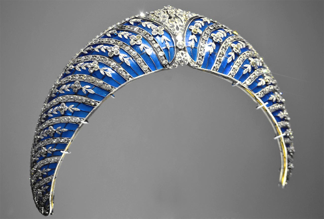 Blue enamel Kokoshnik.