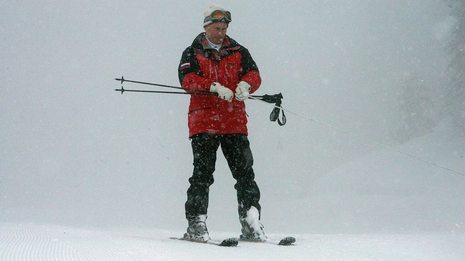 Russian President Vladimir Putin during a visit to a tourist complex in the Krasnaya Polyana ski resort