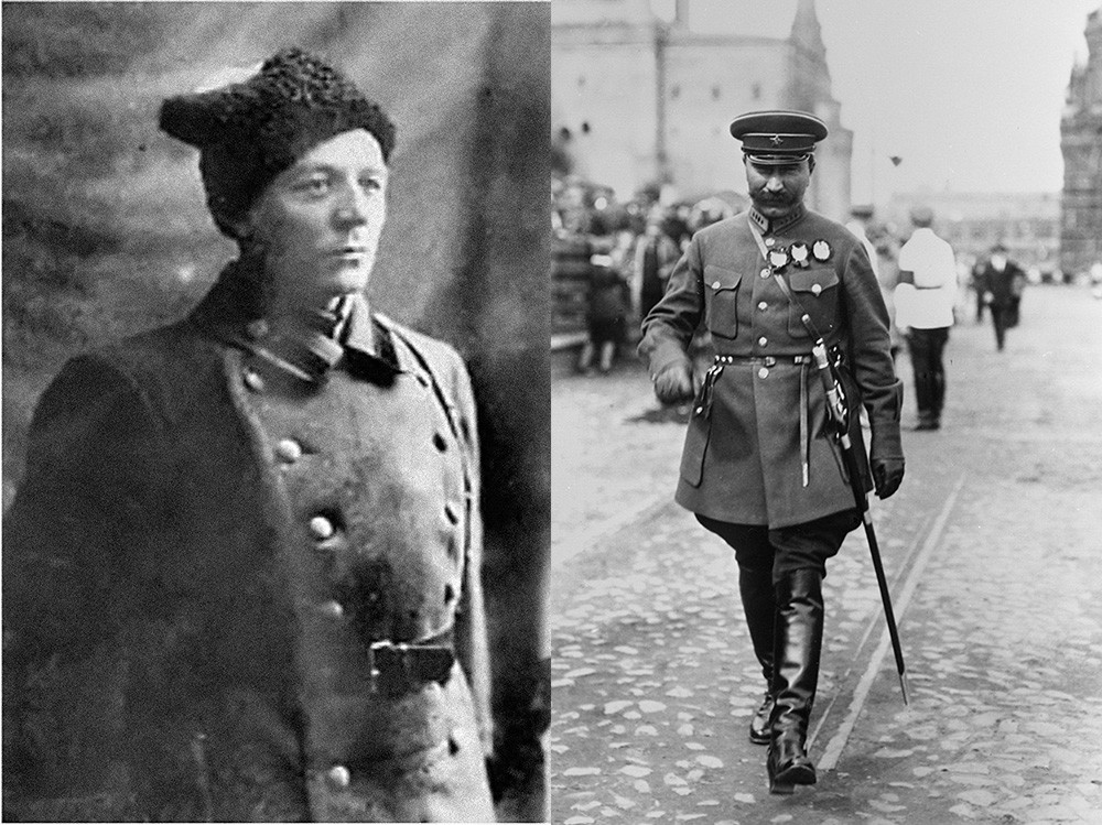 Борис Думенко (ляво) и Будьони през 1928 г. (дясно) 