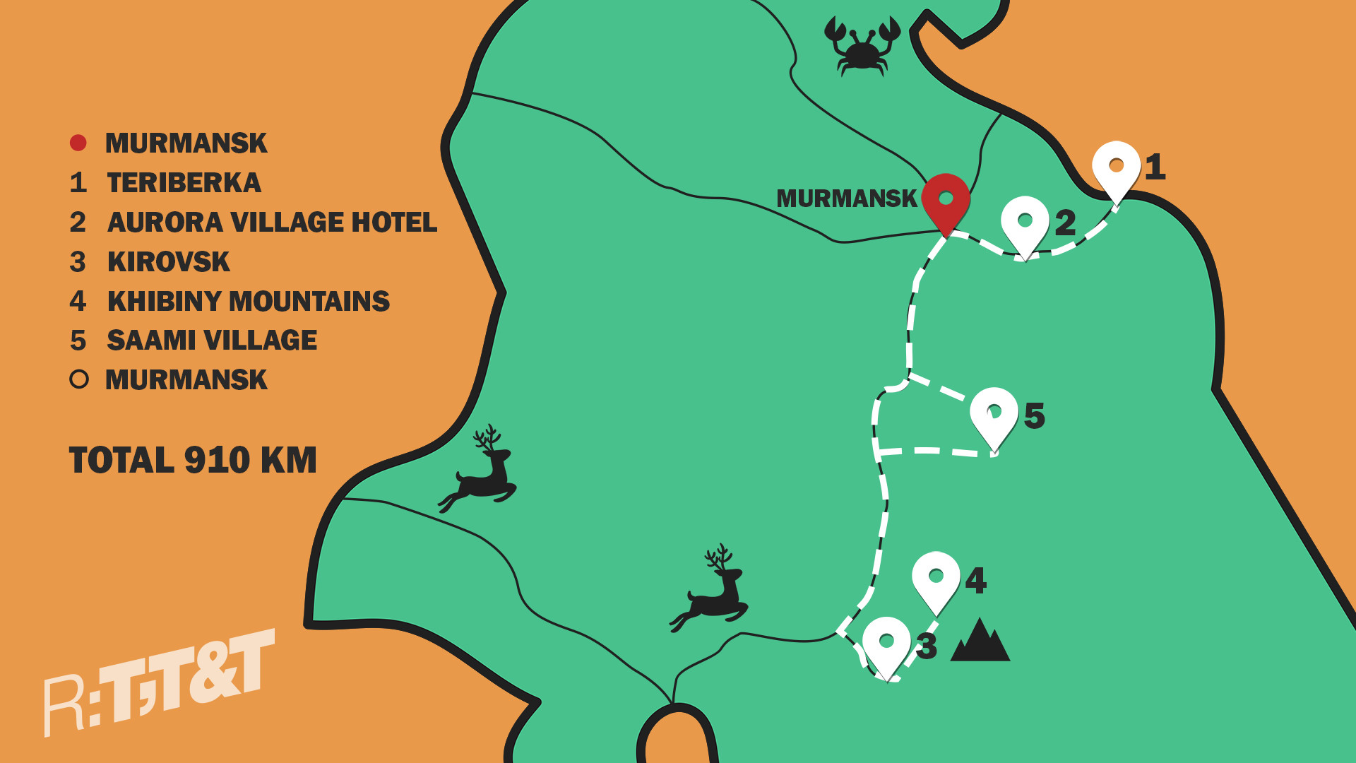 Map: This is the route we took to get around on normal roads in a normal vehicle.