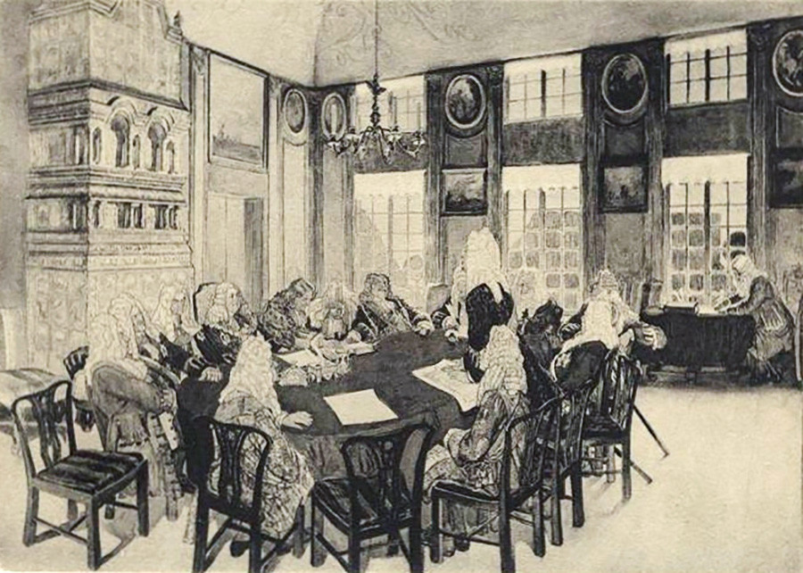Заседание на Сената при Петър I в Екатерининския дворец