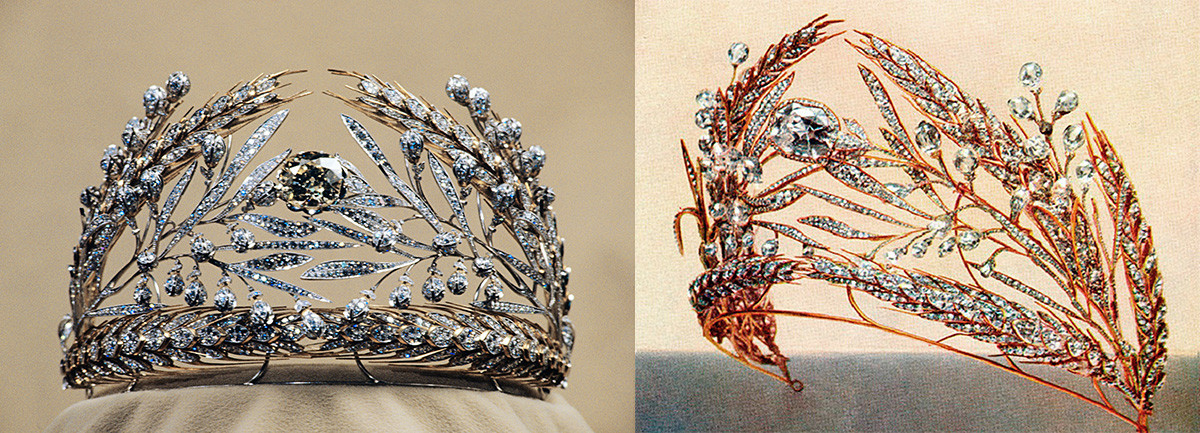 Diadema del Campo ruso soviético y diadema de la “gavilla de trigo” de los Romanov.