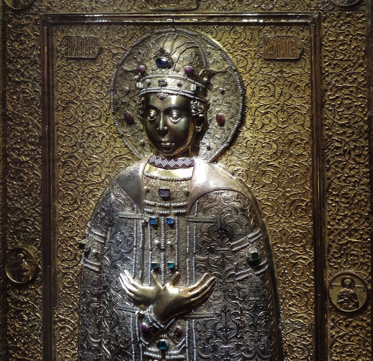 The upper side of Dmitry's casket in the Arkhangelsky Cathedral, Moscow Kremlin