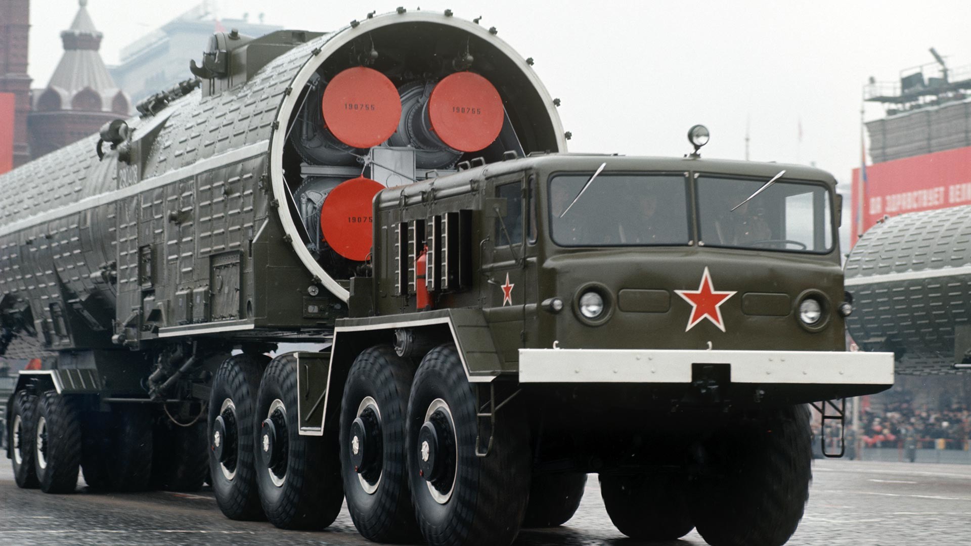 A Military Parade on Red Square to celebrate the fifty-fifth anniversary of the October revolution.