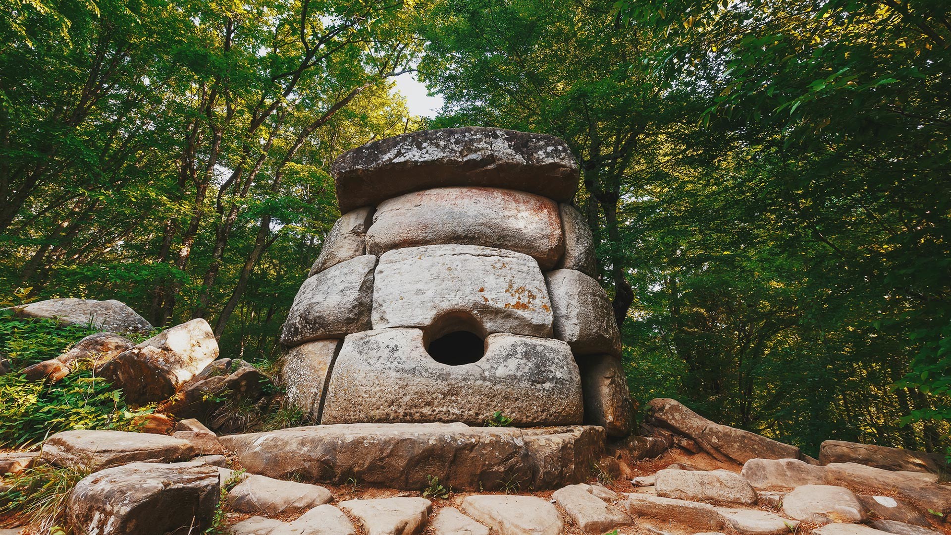 A dolmen near Zhane river, Krasnodar region, Russia