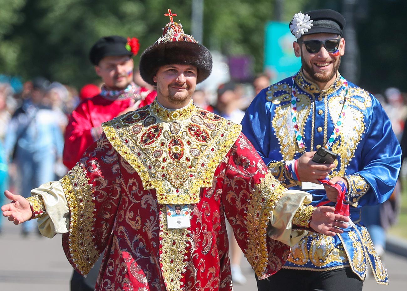 Fans at Gazprom Arena stadium before the start of the European Football Championship match: Finland vs Russia.