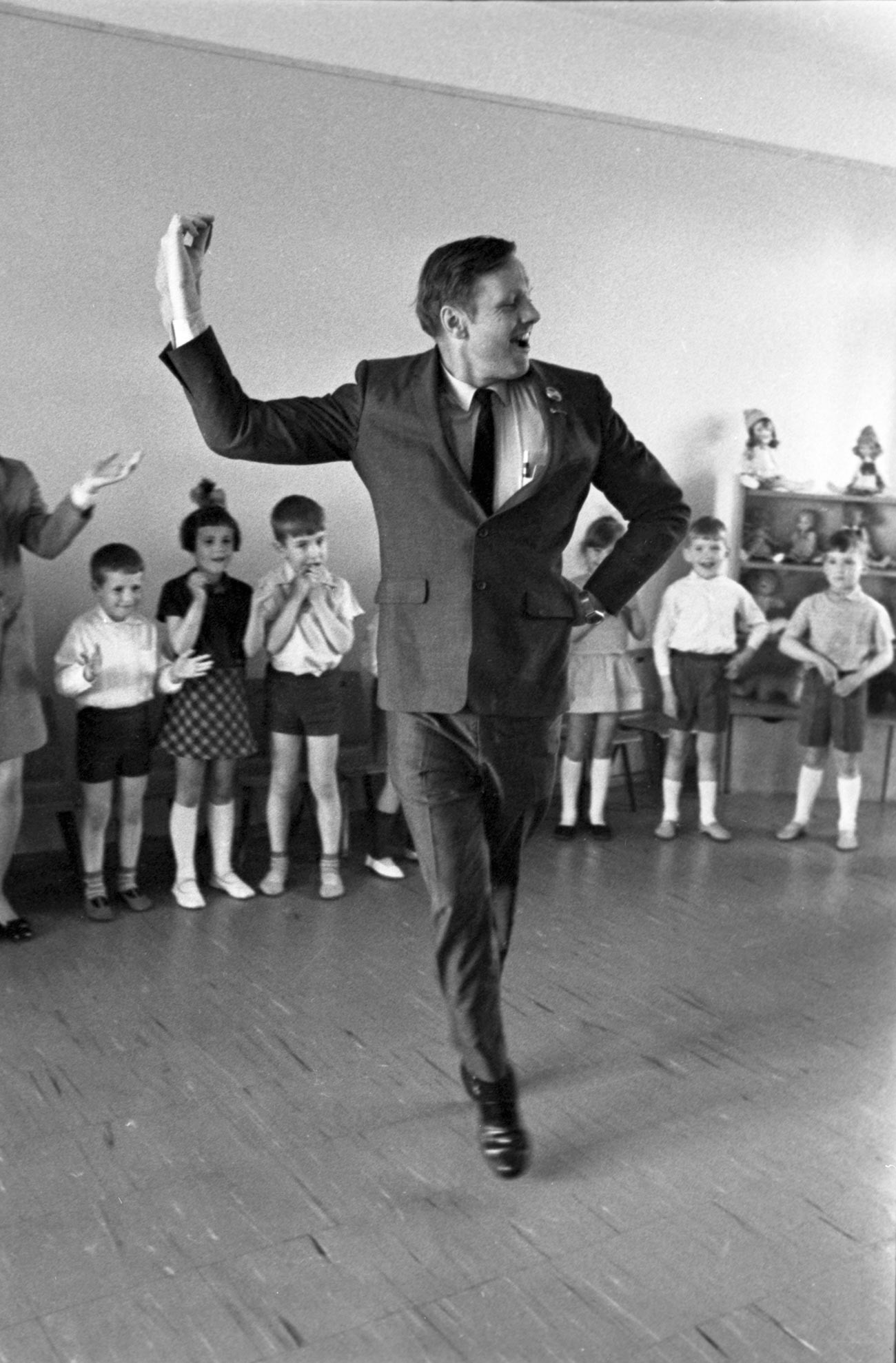 Neil Armstrong, dancing at the Solnyshko Children's Health Center near Leningrad.