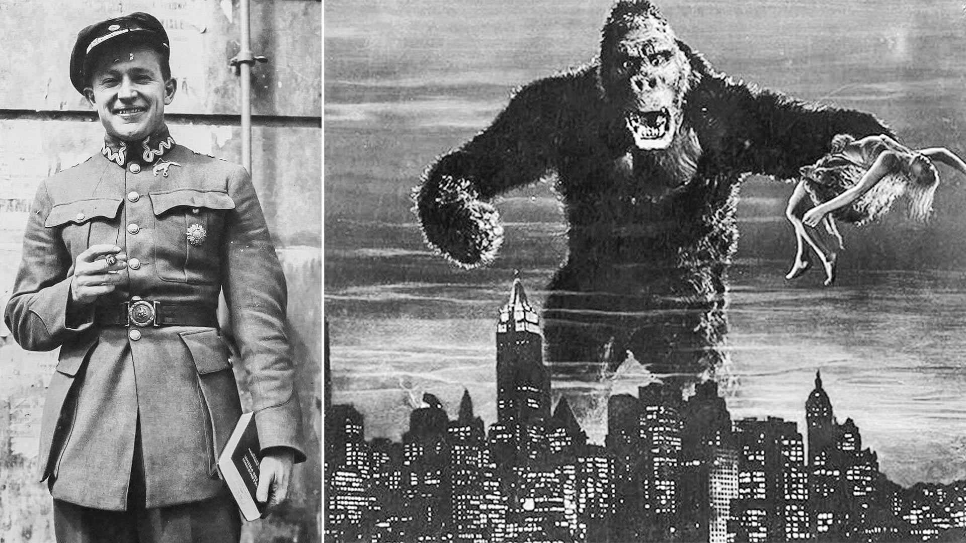 Merian C. Cooper podczas zespołu Kościuszko / Kadr z filmu King Kong