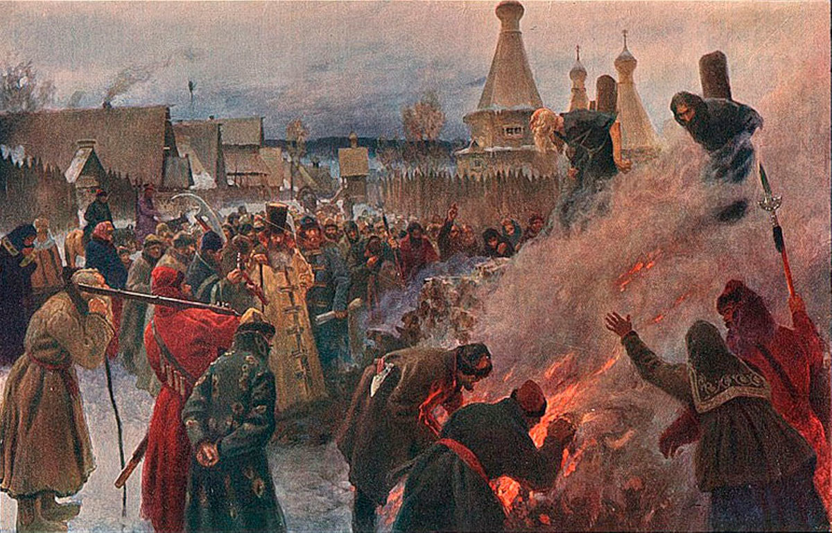 Piotr Myasoyedov. The fire of Protopape Avvakum, 1897