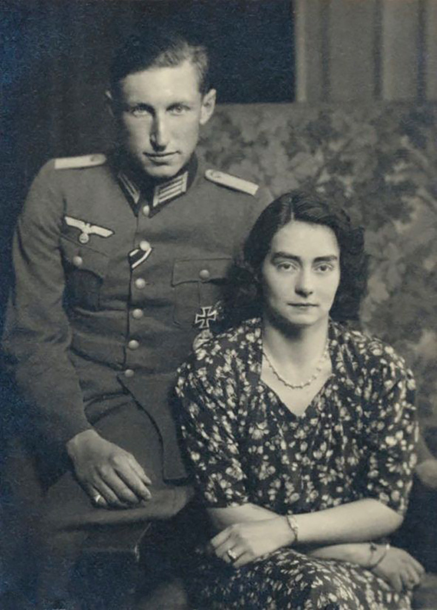 Prince Karl Franz of Prussia (wearing Nazi uniform and decorated with an Iron Cross) and Princess Henriette von Schönaich-Carolath.