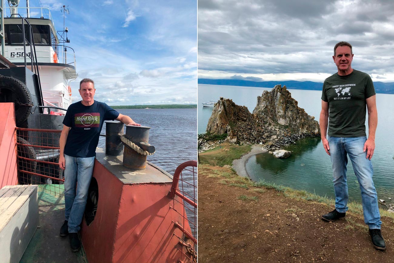 Left: Ferry on the Ob river, between Labytnangi and Salekhard. Right: Olkhon island, lake Baikal.
