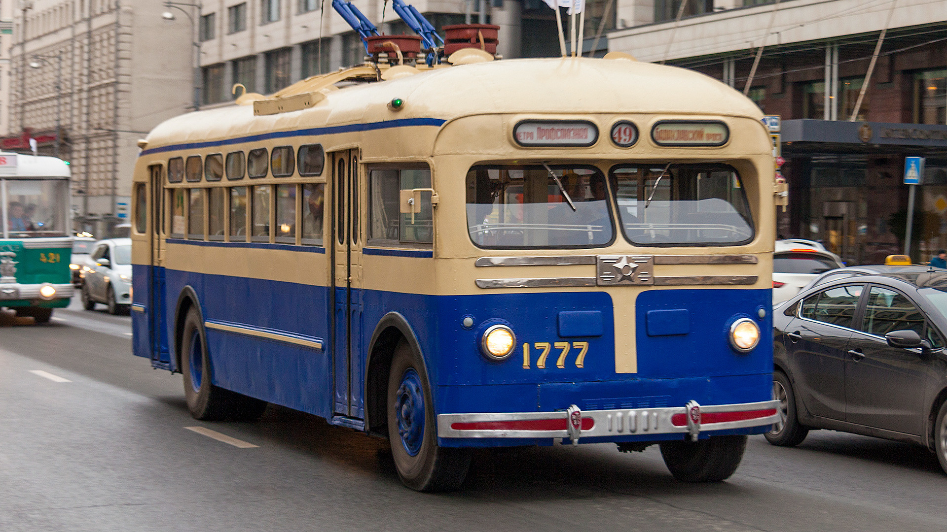 Moscow a 1954 MTB-82 trolleybus.