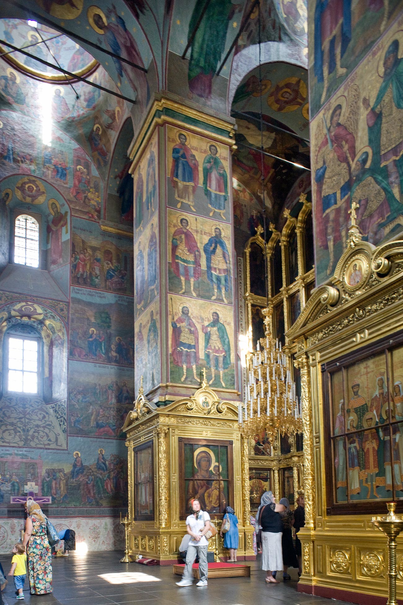 Novospassky Monastery, Transfiguration Cathedral. View north with west piers. August 18, 2013