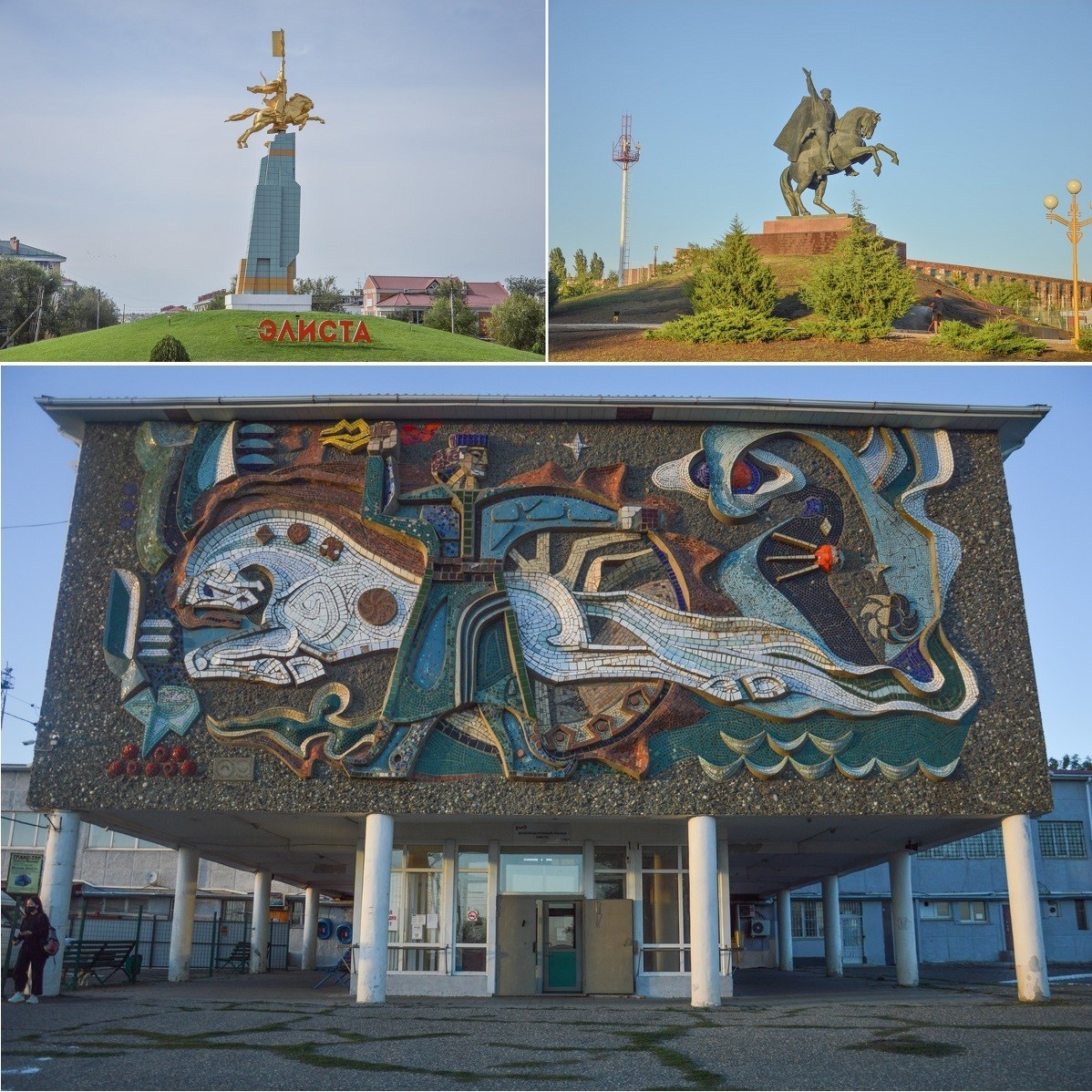 The horse, symbol of nomadism, is omnipresent in Elista, whether in the statues or in a sublime Soviet mosaic on the facade of the station.