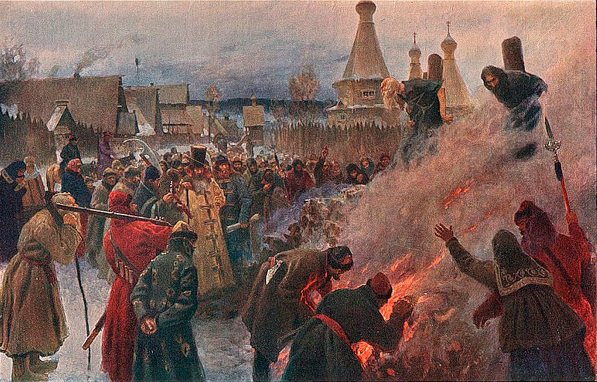 Die Verbrennung von Protopope Awwakum. Pjotr Mjasojedow. 1897
