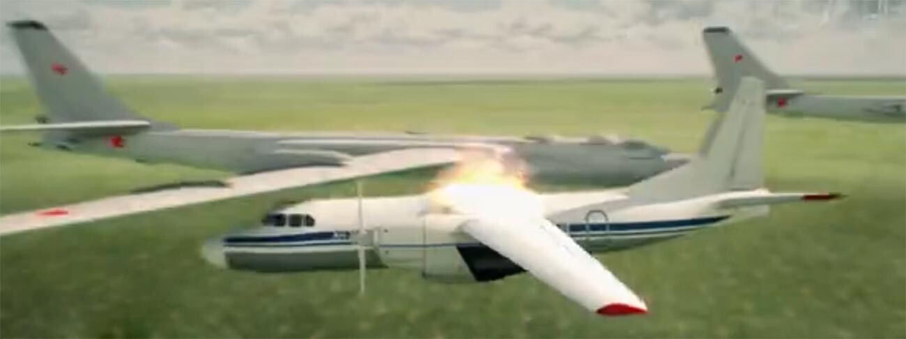 A computer reconstruction of the planes collision.