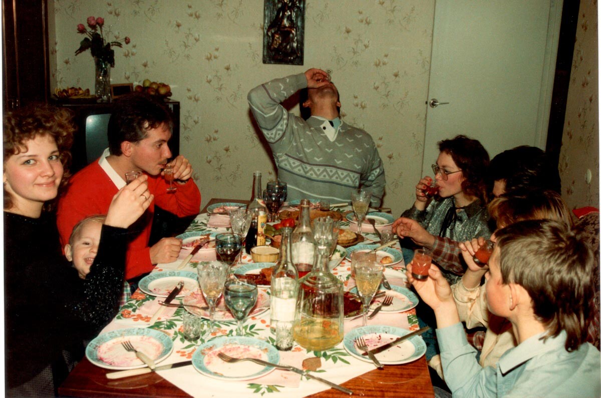 At Russian friends' home, February 1990