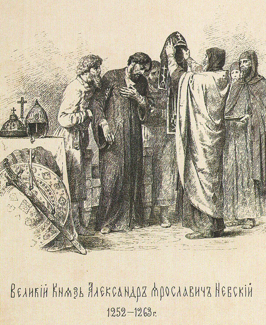 Alexander Newski legt den Mönchseid ab. Eine Zeichnung von Wassili Wereschtschagin, 1896.