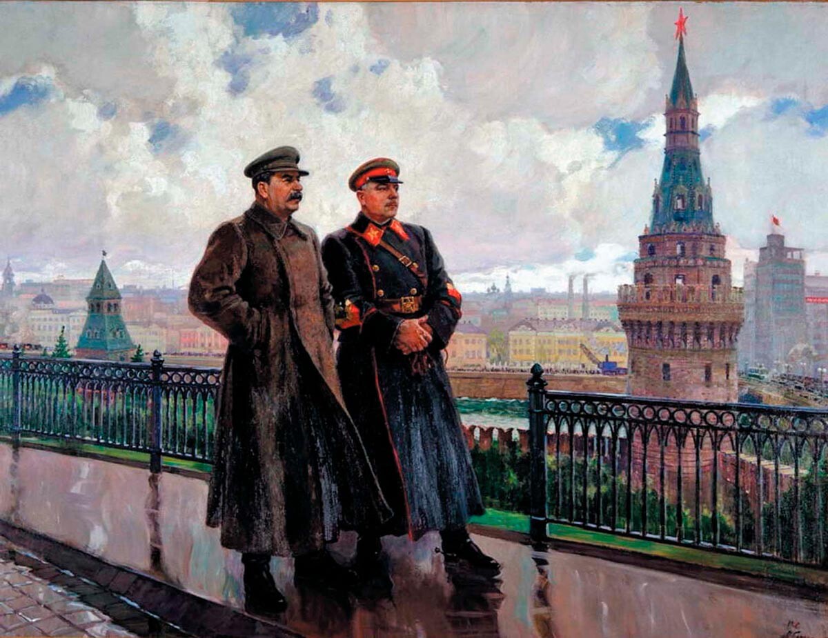  Александър Герасимов. Сталин и Ворошилов в Кремъл, 1938 г 