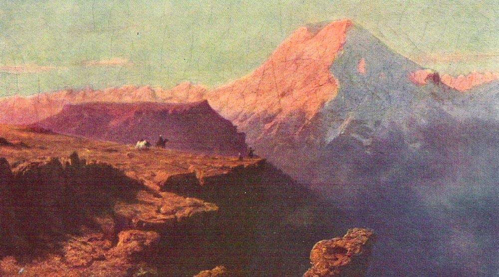 A Caucasian view. Mount Elbrus at sunrise. 1837-1838.