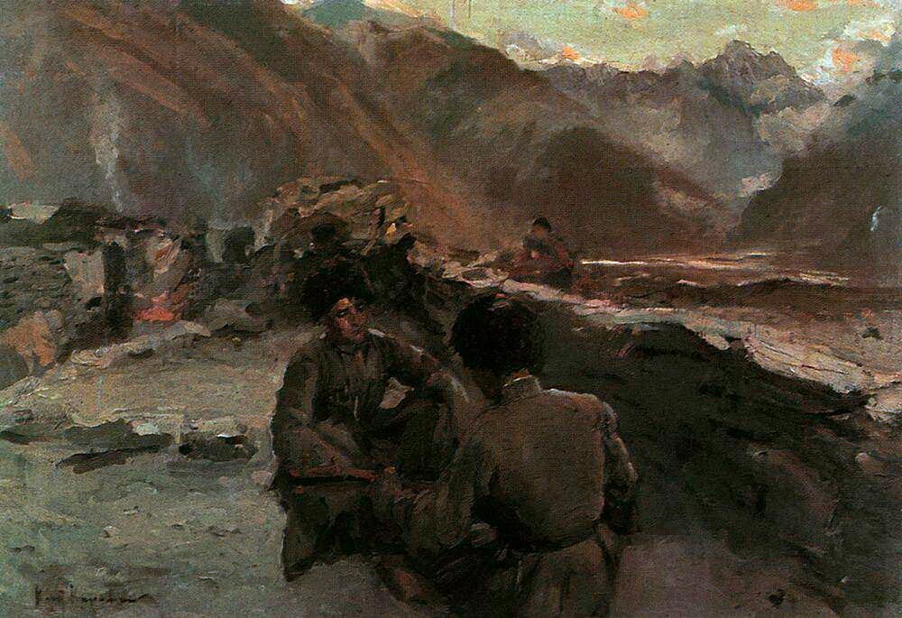 In the Caucasus. The Sitting Highlanders, 1889.