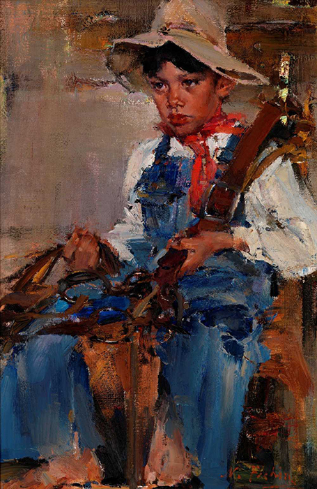 ニコライ・フェシン、「小さなカウボーイ」、1940年。約12億1350万円。カザン出身のフェシンはレーピンに絵を学び、1923年にアメリカへ移住した。彼の作品の多くはカザン美術館にあるが、ロシアではあまり知られていない。