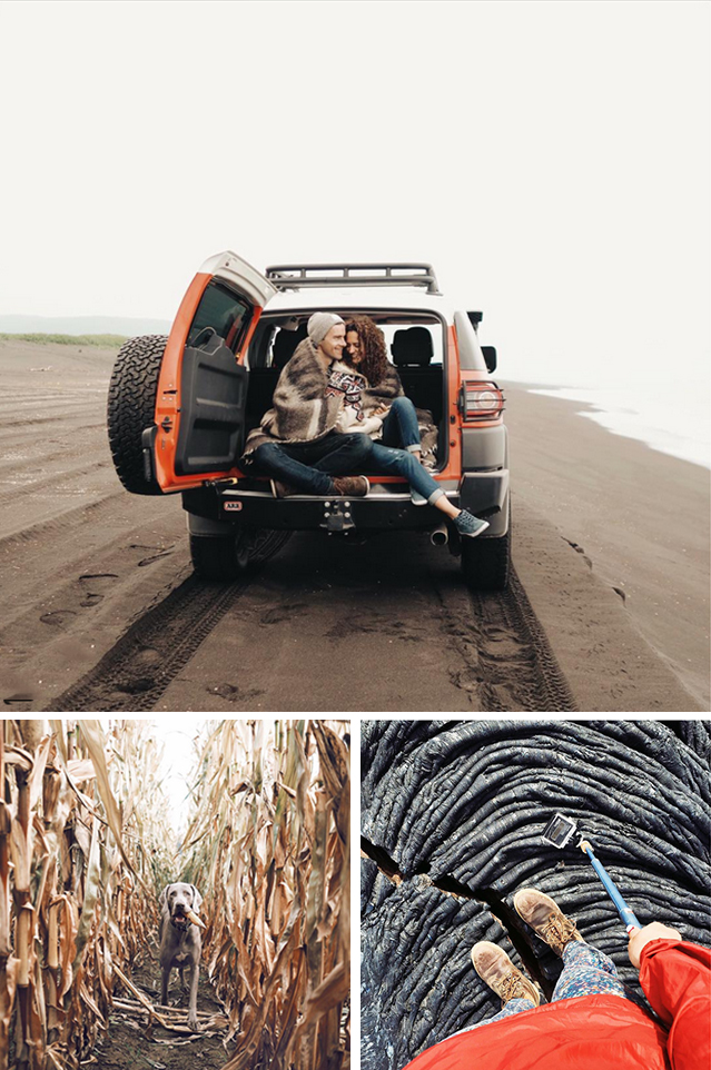  @zhenyaswan   @yaroslav_shuraev  Ce couple a magnifiquement photographié la vie et la nature russe de façon moderne. Cette année, leur voyage au Kamtchatka a atteint son paroxysme avec des photos incroyables de champs de lave, de paysages océaniques, de montagne… et d’amour.