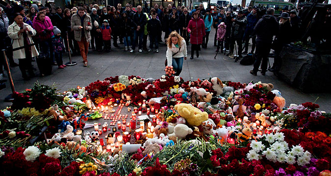 The Pulkovo airport memorial devoted to the 224 passengers who died on the flight from Sharm el-Sheikh, Egypt to St. Petersburg on Oct. 31. Source: Valya Egorshin / RIA Novosti