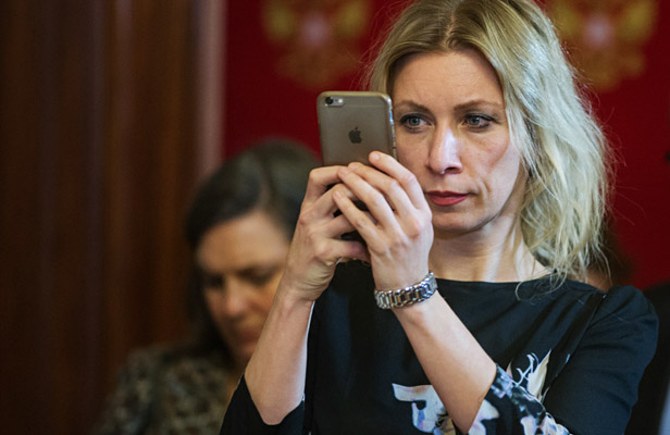 Foreign Ministry Spokesperson Maria Zakharova at a news conference by Foreign Minister Sergey Lavrov and US State Secretary John Kerry after a meeting with President Vladimir Putin at the Kremlin. Foto: Sergey Guneev/RIA Novosti
