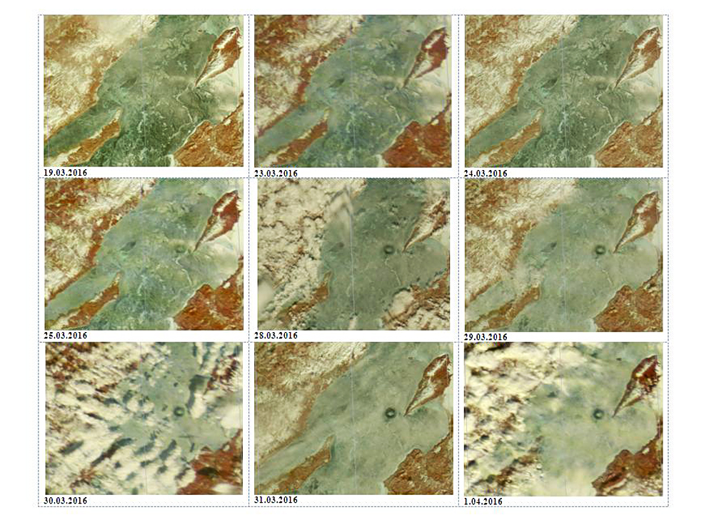 Imagen de la superficie de hielo del lago Baikal. Fuente: Scanex.