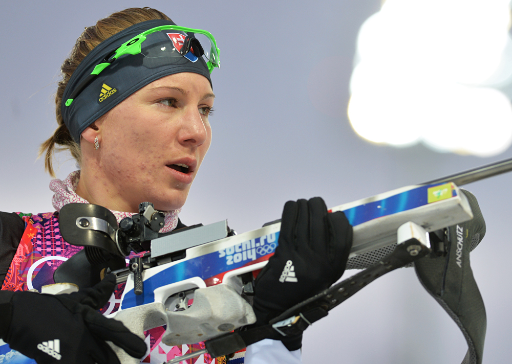 Anastasiya Kuzmina (Slovakia) before the women’s biathlon pursuit race at the XXII Olympic Winter Games in Sochi. Source: RIA Novosti