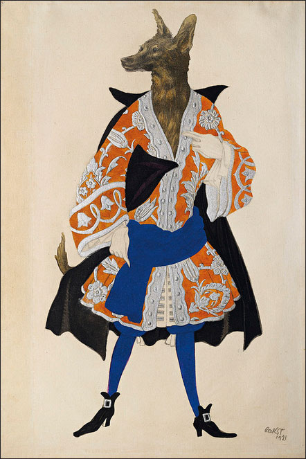 Leon Bakst, Costume Design for La belle au bois dormant, le Loup, 1921