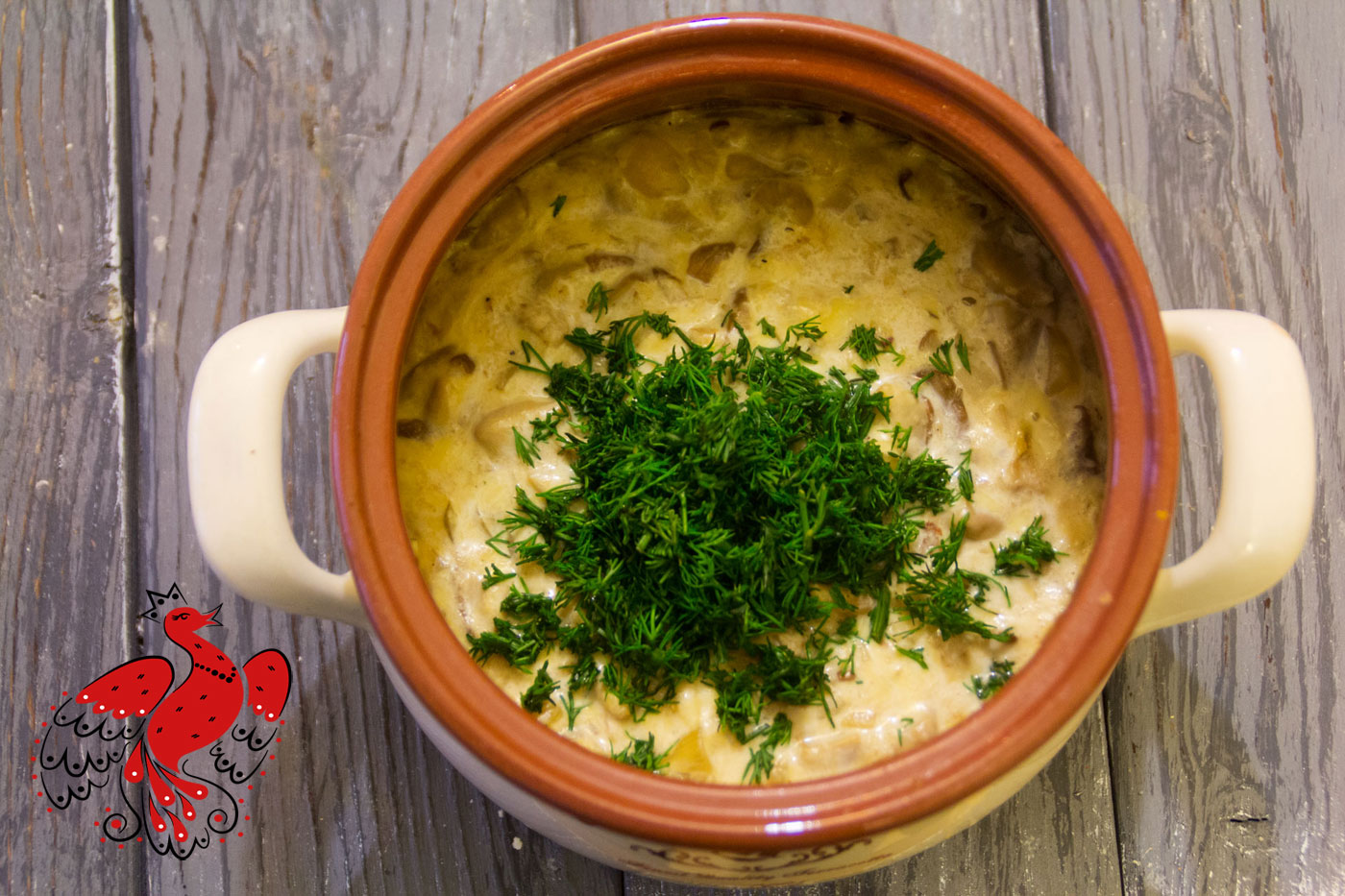 Russian Oven: Mushrooms in sour cream