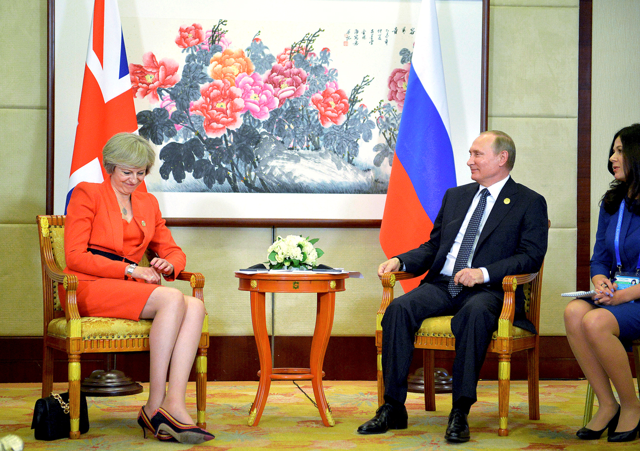 Russian President Vladimir Putin meets with British Prime Minister Theresa May as part of the G20 Summit in Hangzhou, China / Reuters
