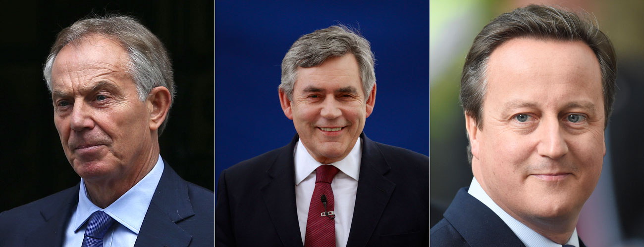 L-R: Tony Blair, Gordon Brown, David Cameron. Source: Reuters