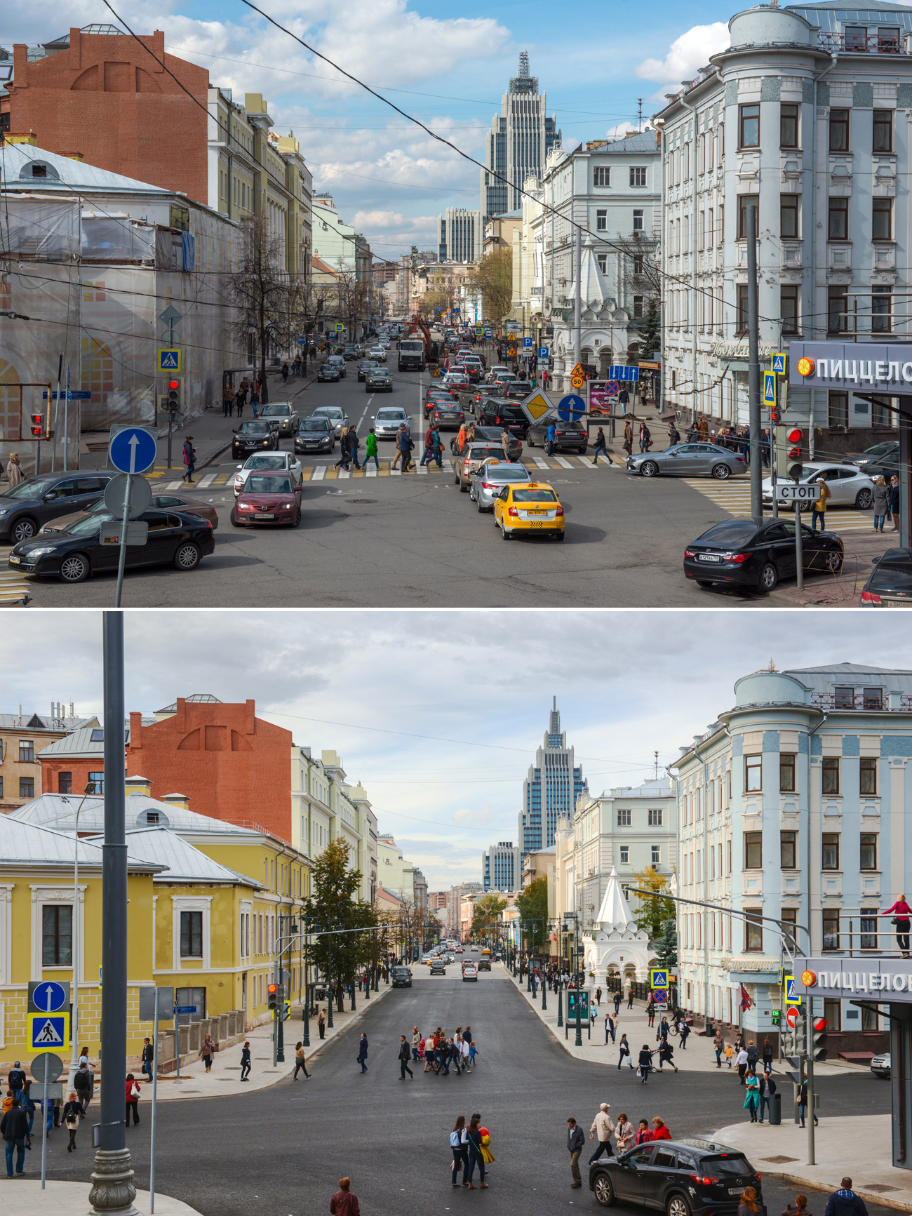 Fachadas renovadas na rua Málaia Dmítrovka Foto: Nikolai Galkin/TASS