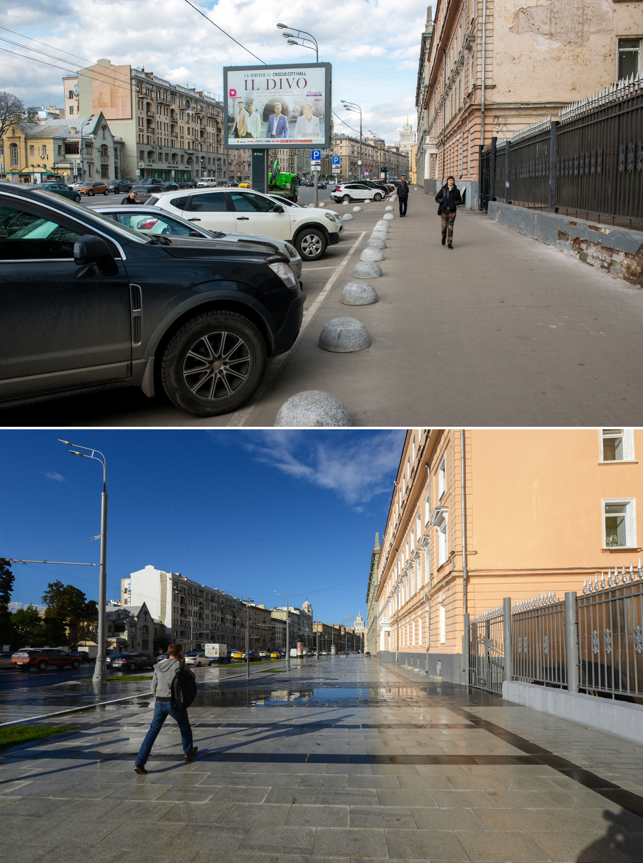 Street renovation in Moscow: Sadovo-Kudrinskaya before and after renovation / Source: Nikolay Galkin/TASS
