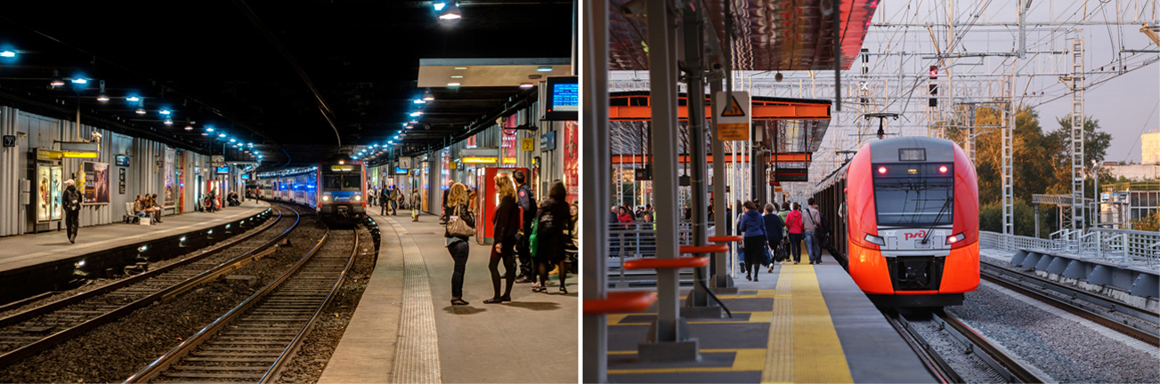 Le métro de Paris (à gauche) et la Ceinture centrale de Moscou (MTsK) (à droite). Crédit : Alamy / Legion Media; Sergey Kiselev / Moskva Agency; RBTH
